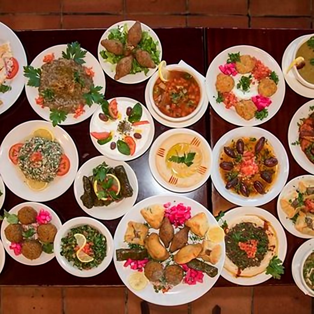 A Lebanese mezze spread at Gaby's